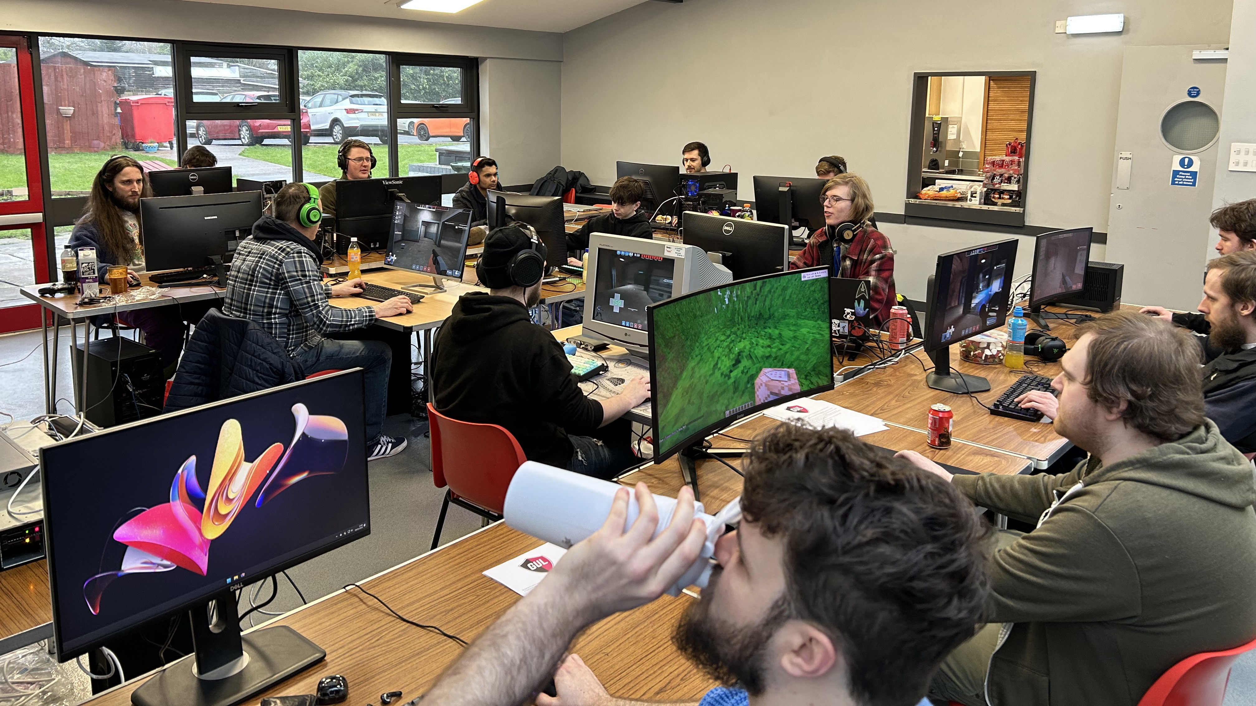 people playing games at a LAN event